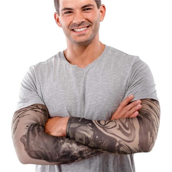 12 Pcs Tattoo Sleeves Fake Arm Sleeves Cover Realistic Soft Elasticity - Picture 6 of 7
